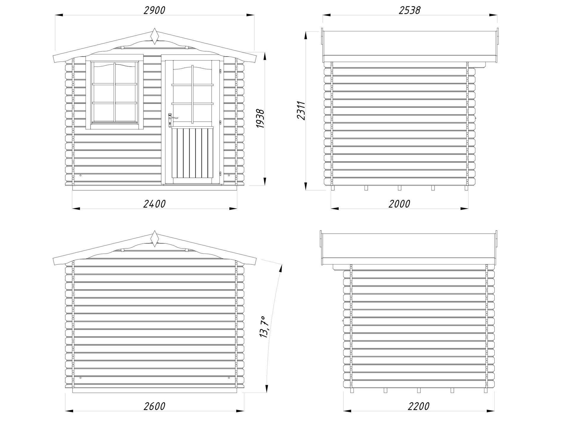 Abris traditionnels - Palmako - EMMA 4,6 m² - 28mm – Image 5