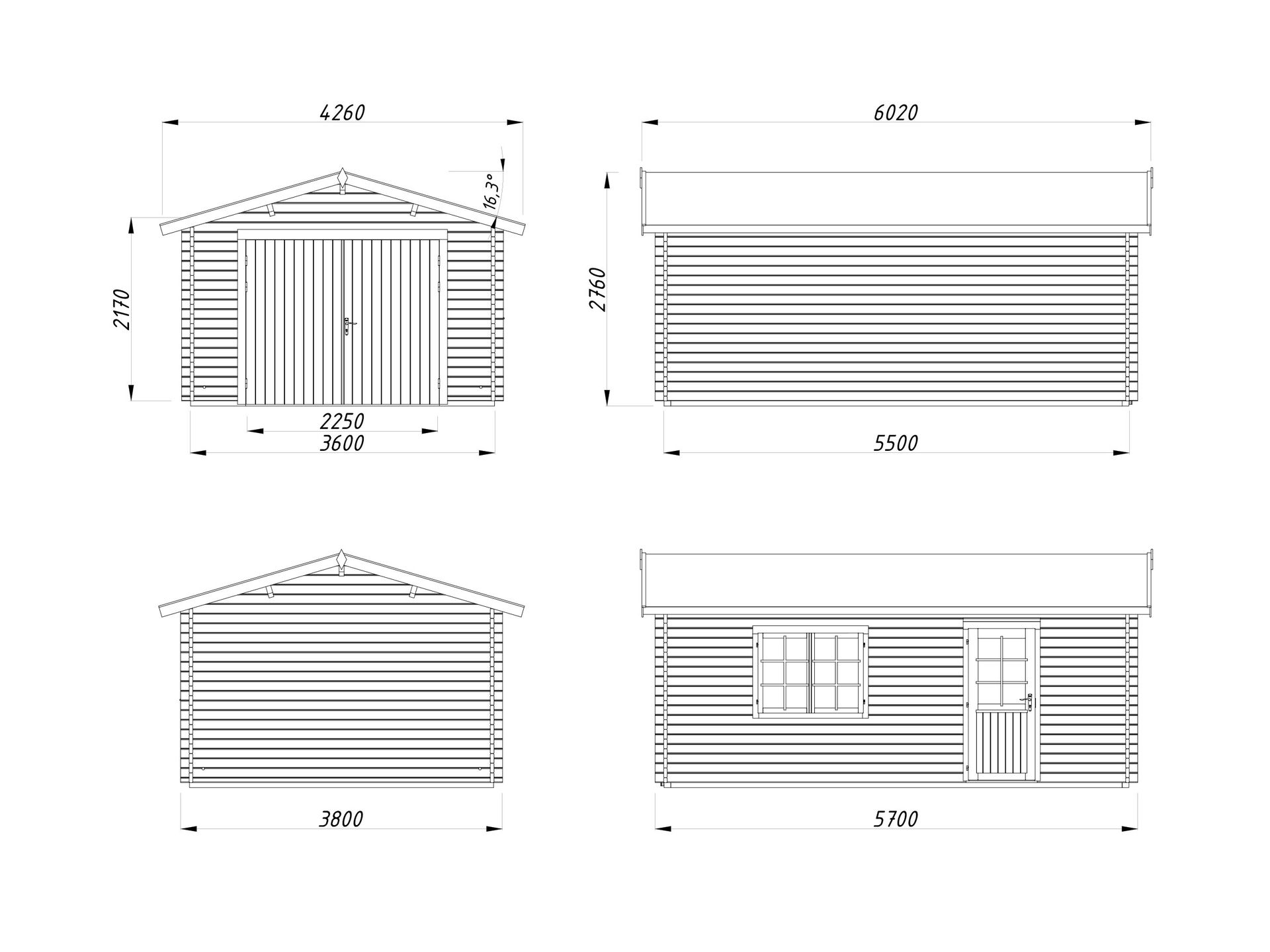 Garages bois - Palmako - ROGER 19 m² avec porte bois - 44mm – Image 6