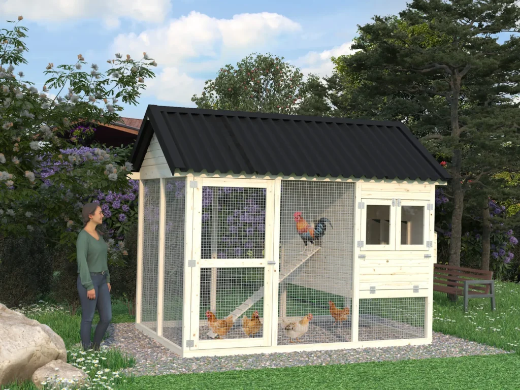 Abris pour animaux – Palmako – Poulailler CHICK 6,7m² Toiture métalique incluse – 213*316cm