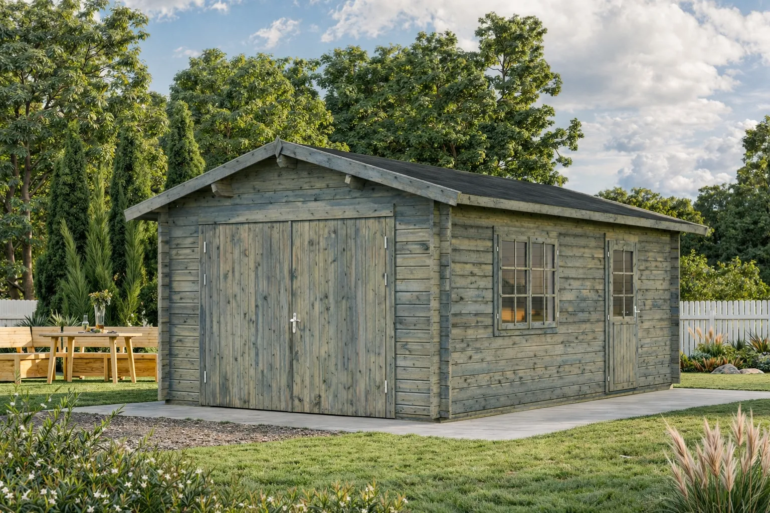 Garages bois - Palmako - ROGER 19 m² avec porte bois - 44mm – Image 7
