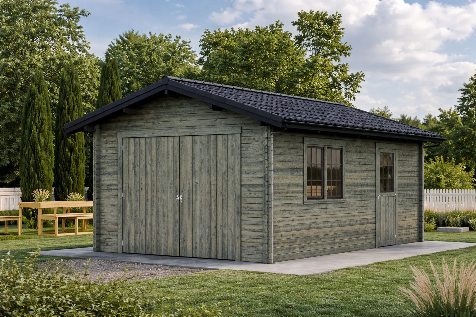 Garages bois - Palmako - ROGER 19 m² avec porte bois - 44mm – Image 8