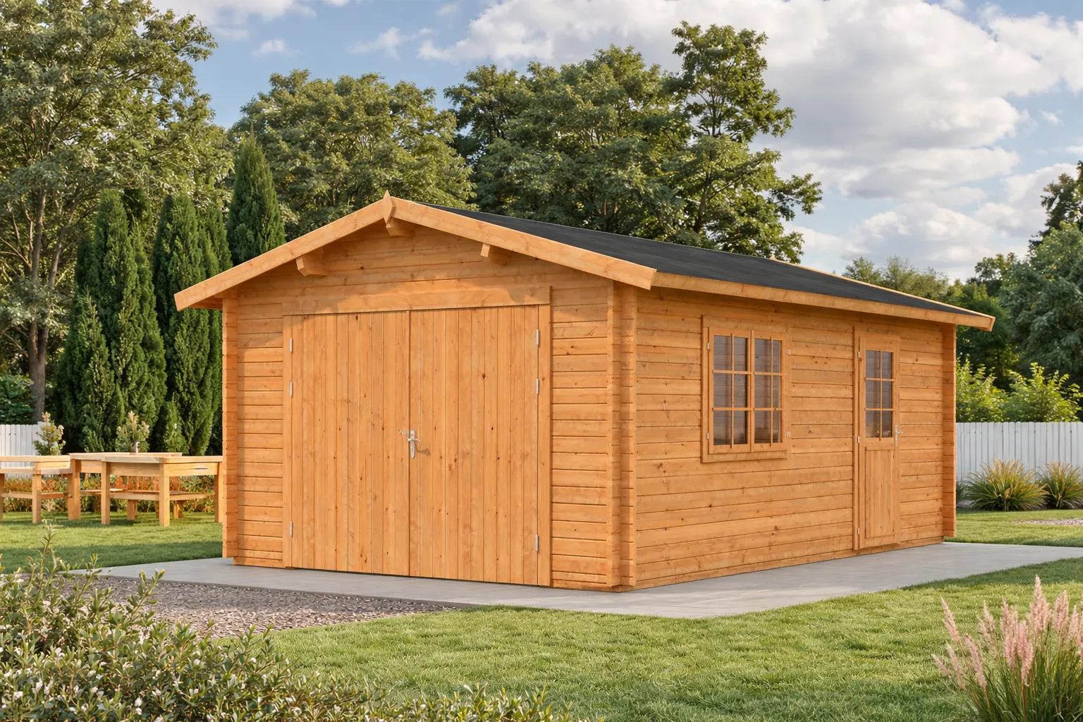 Garages bois - Palmako - ROGER 19 m² avec porte bois - 44mm – Image 9