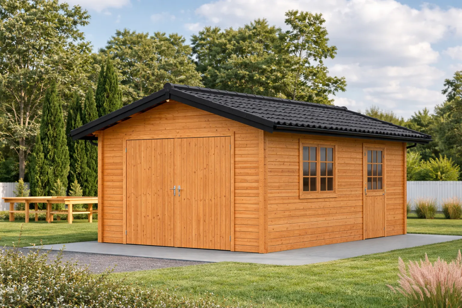 Garages bois - Palmako - ROGER 19 m² avec porte bois - 44mm – Image 10