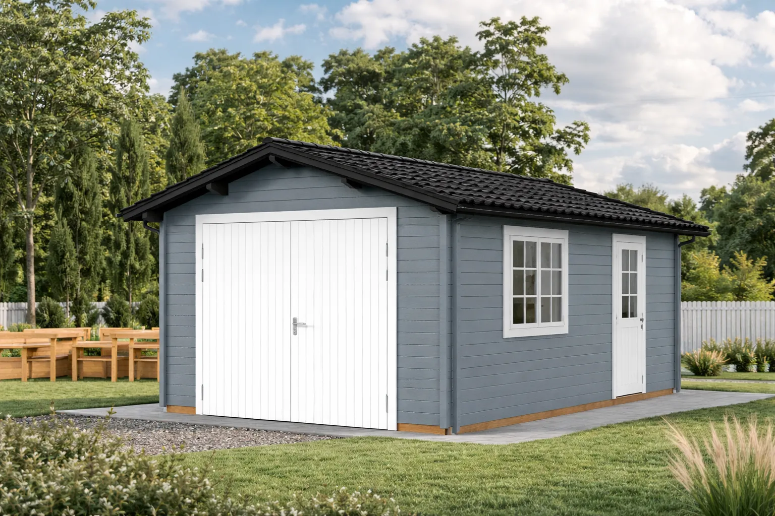 Garages bois - Palmako - ROGER 19 m² avec porte bois - 44mm – Image 14
